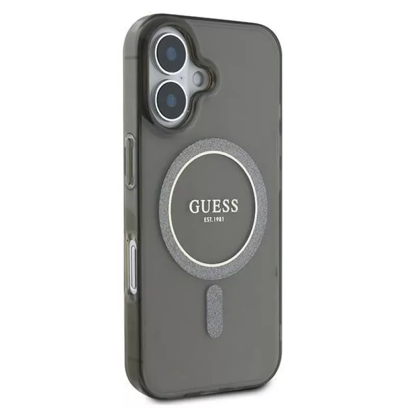 Guess GUHMP16MHFGEREK iPhone 16 Plus 6.7 zwart Hardcase IML Glitter Circle MagSafe