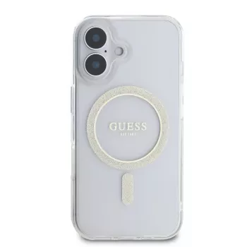 Guess GUHMP16SHFGERET iPhone 16 transparant Hardcase IML Glitter Circle MagSafe