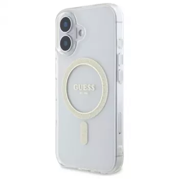 Guess GUHMP16MHFGERET iPhone 16 Plus 6,7 inch transparante hardcase IML Glitter Circle MagSafe