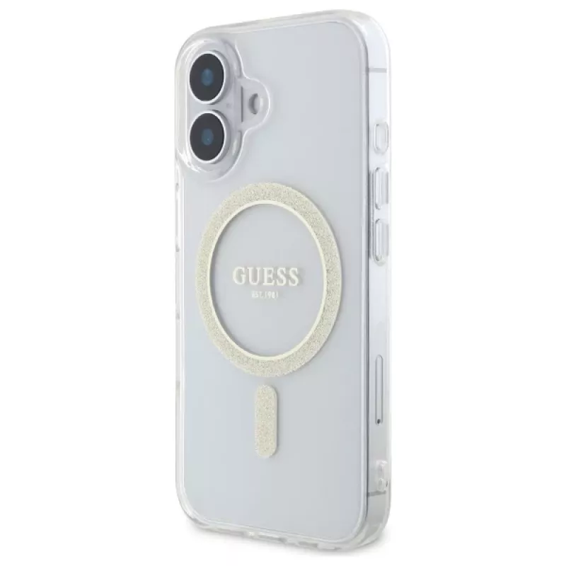 Guess GUHMP16MHFGERET iPhone 16 Plus 6,7 inch transparante hardcase IML Glitter Circle MagSafe