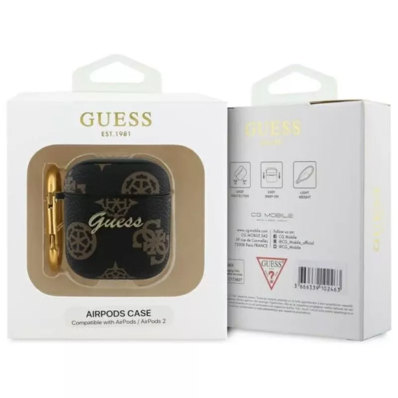 Guess GUA2PG4GPK AirPods 1/2 hoesje zwart 4G haak