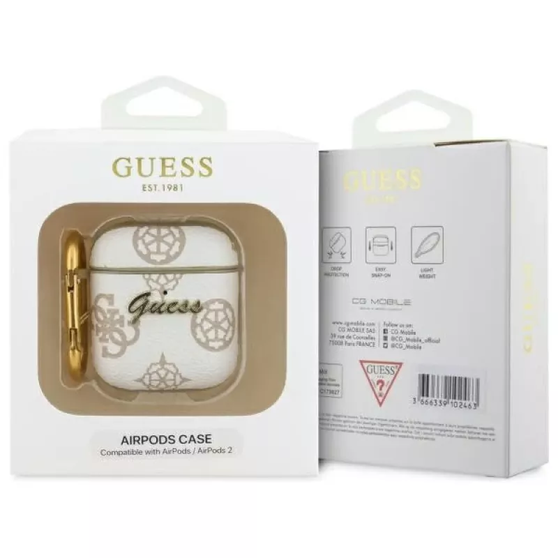 Guess GUA2PG4GPH AirPods 1/2 hoesje wit 4G haak