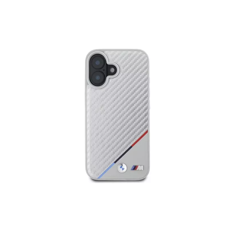 BMW M Carbon Tricolor Line hardcase voor iPhone 16 6,1 inch - grijs MagSafe