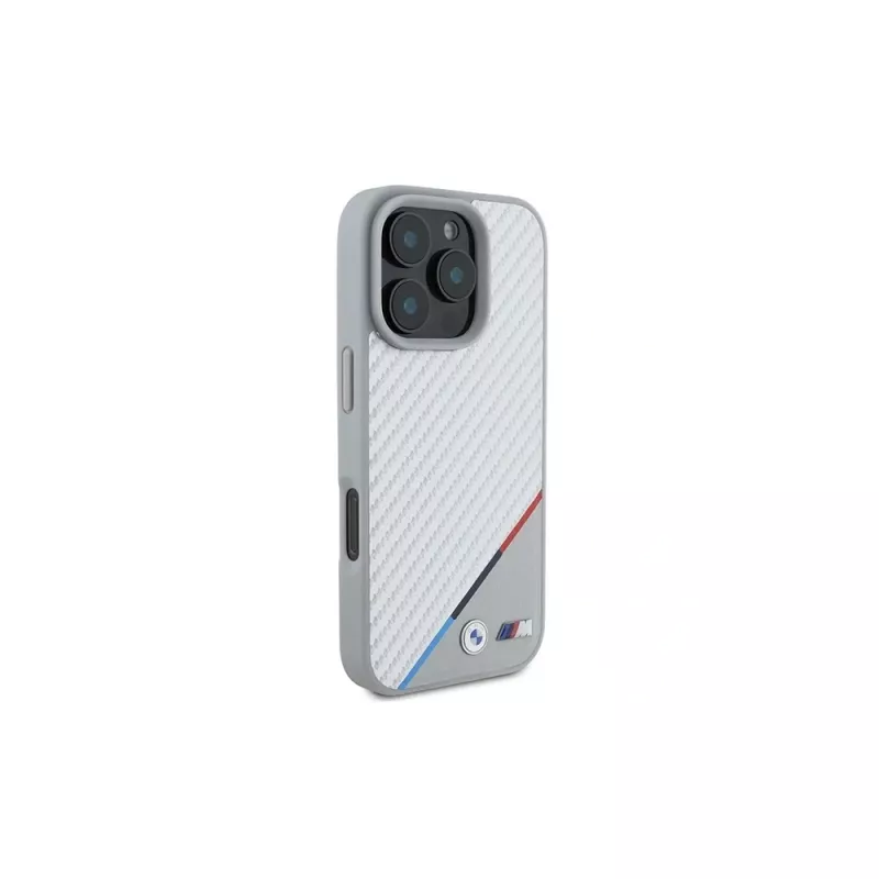 BMW M Carbon Tricolor Line hardcase voor iPhone 16 Pro 6,3 inch grijs MagSafe