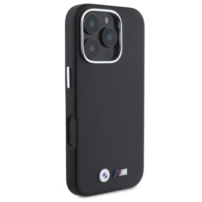 BMW M Smooth Full Wrapped Metal Hard Case voor Apple iPhone 16 Pro Max 6,9 inch zwart