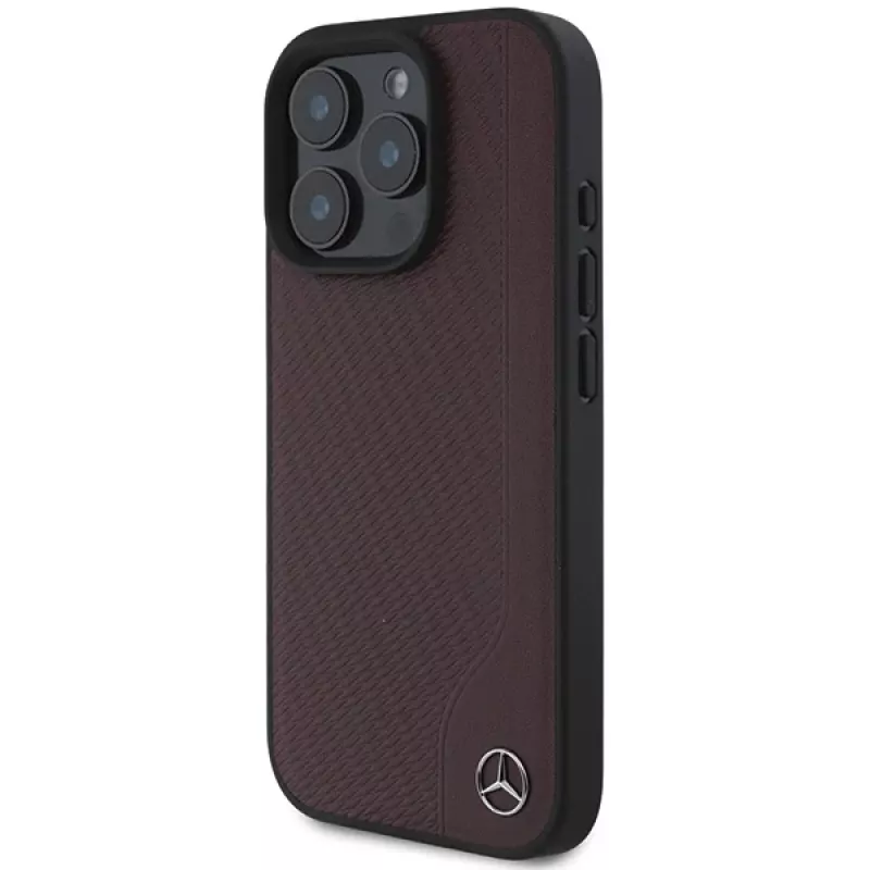 MERCEDES-BENZ hout-kunstleer hard case voor Apple iPhone 16 Pro Max 6,9 inch rood MagSafe