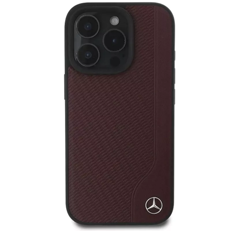 MERCEDES-BENZ hout-kunstleer hard case voor Apple iPhone 16 Pro Max 6,9 inch rood MagSafe