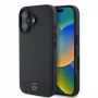 Mercedes-Benz MEHMP16S23RBARK iPhone 16 6,1 inch zwarte hardcase van gestructureerd en glad leer met MagSafe