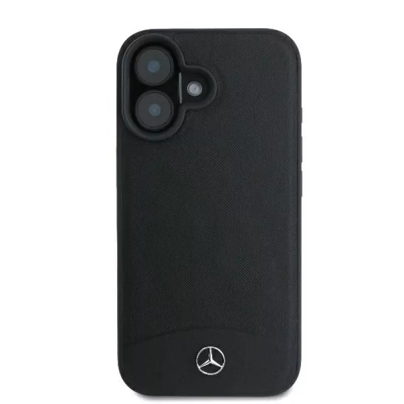 Mercedes-Benz MEHMP16S23RBARK iPhone 16 6,1 inch zwarte hardcase van gestructureerd en glad leer met MagSafe
