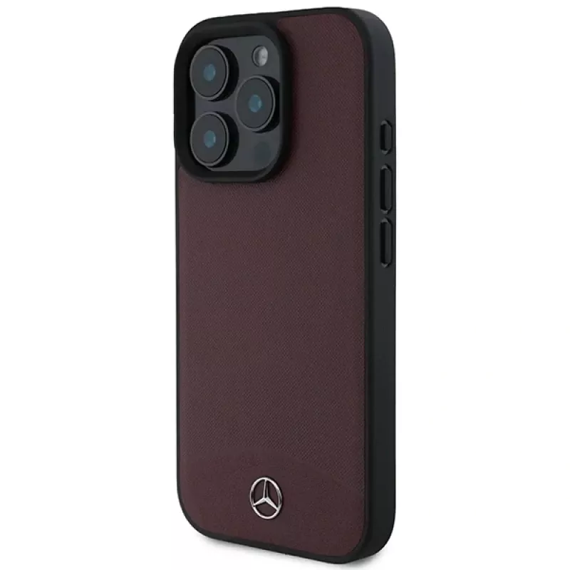 Mercedes-Benz MEHMP16L23RBARR hardcase voor iPhone 16 Pro 6,3 inch rood gestructureerd en glad leer MagSafe