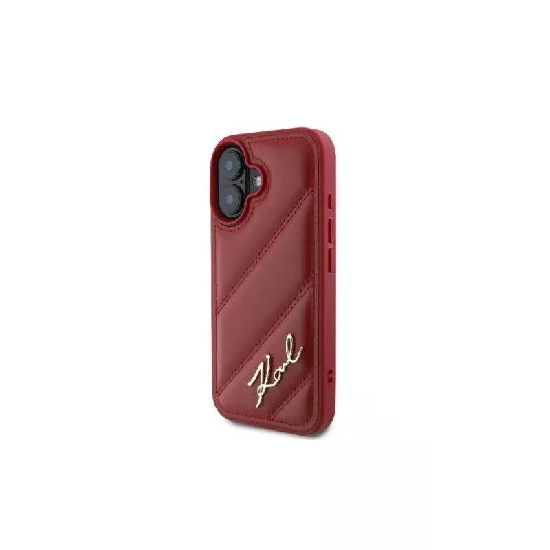 Karl Lagerfeld Quilted Signature case voor iPhone 16, rood