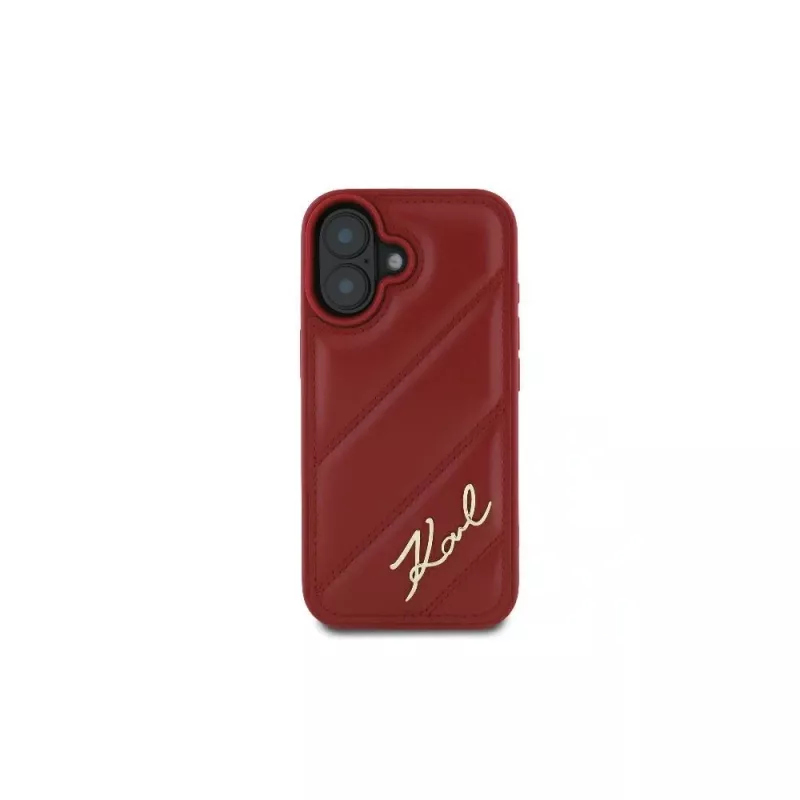 Karl Lagerfeld Quilted Signature case voor iPhone 16, rood