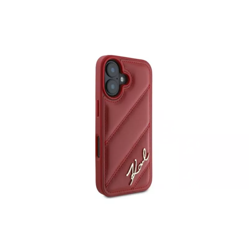 Karl Lagerfeld Quilted Signature case voor iPhone 16, rood