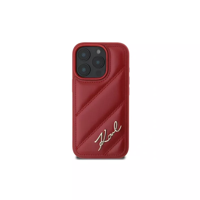 Karl Lagerfeld Quilted Signature case voor Apple iPhone 16 Pro (rood)
