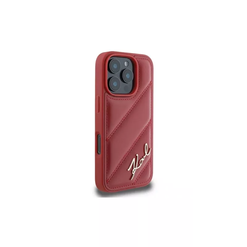 Karl Lagerfeld Quilted Signature case voor Apple iPhone 16 Pro (rood)
