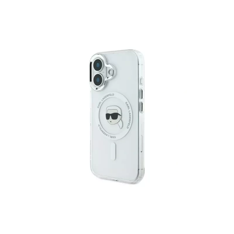 Karl Lagerfeld IML Metal Karl Head MagSafe hard case voor iPhone 16 Plus 6,7 inch wit