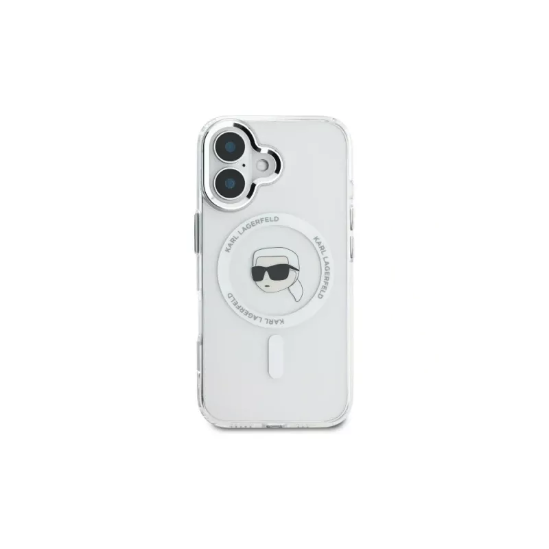 Karl Lagerfeld IML Metal Karl Head MagSafe hard case voor iPhone 16 Plus 6,7 inch wit