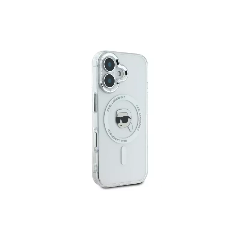 Karl Lagerfeld IML Metal Karl Head MagSafe hard case voor iPhone 16 Plus 6,7 inch wit