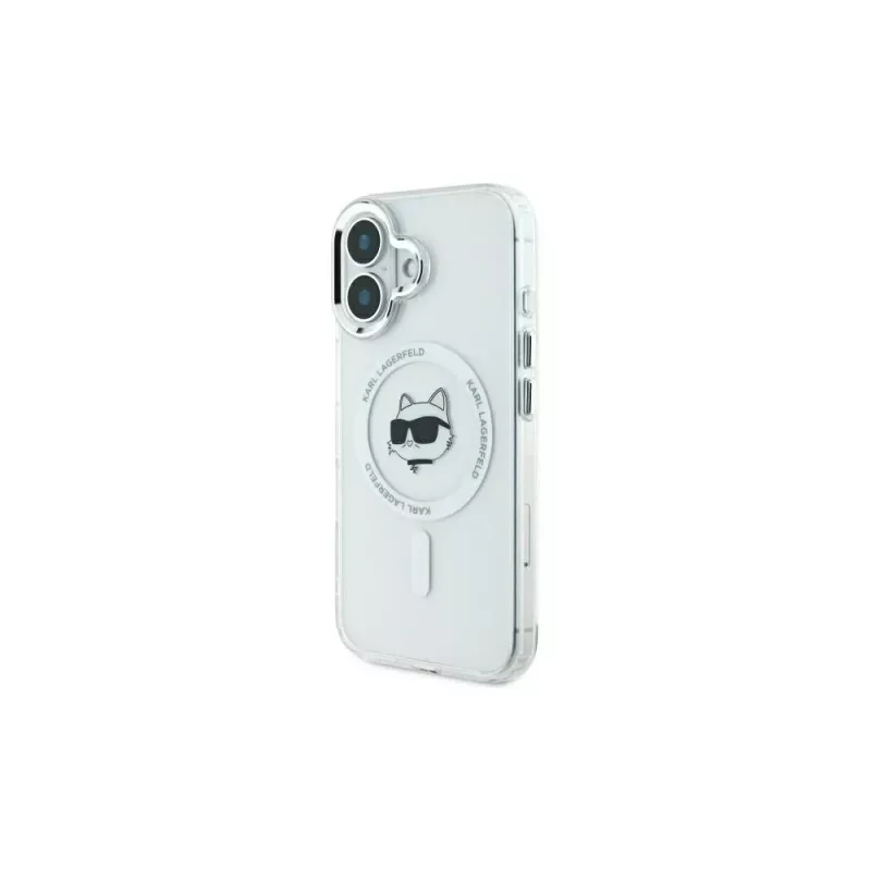 Karl Lagerfeld KLHMP16MHLSCHH hardcase IML Metal Choupette Head MagSafe voor iPhone 16 Plus 6.7 wit