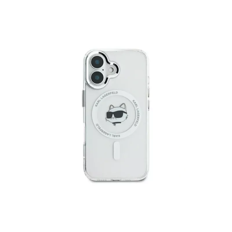 Karl Lagerfeld KLHMP16MHLSCHH hardcase IML Metal Choupette Head MagSafe voor iPhone 16 Plus 6.7 wit
