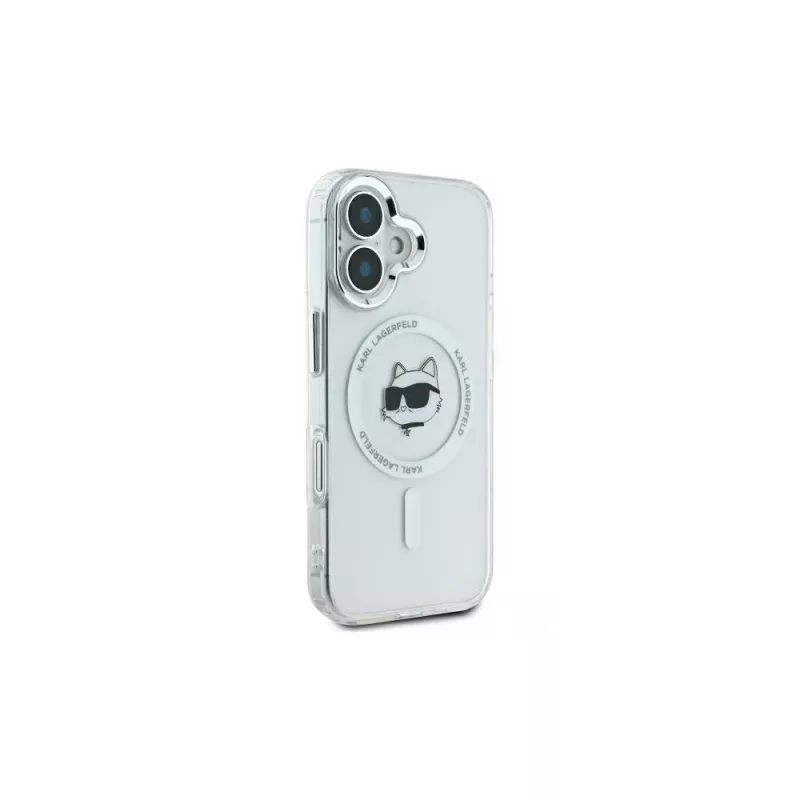 Karl Lagerfeld KLHMP16MHLSCHH hardcase IML Metal Choupette Head MagSafe voor iPhone 16 Plus 6.7 wit