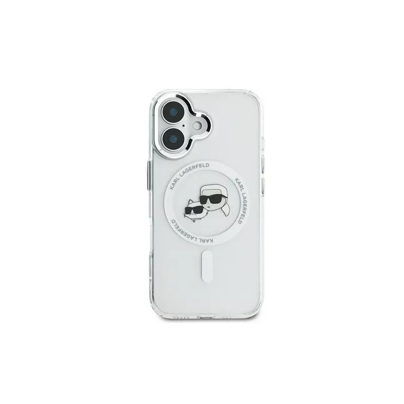 Karl Lagerfeld KLHMP16MHLSKCH iPhone 16 Plus 6.7 hardcase IML Metal Karl & Choupette Head MagSafe wit