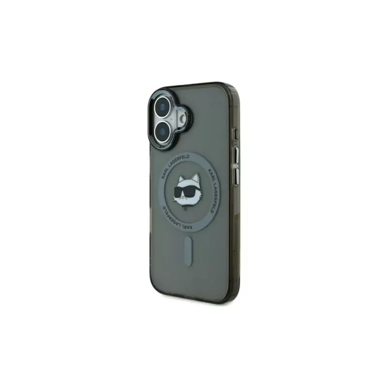 Karl Lagerfeld KLHMP16SHLSCHK iPhone 16 6.1 zwart hardcase IML Metal Choupette Head MagSafe