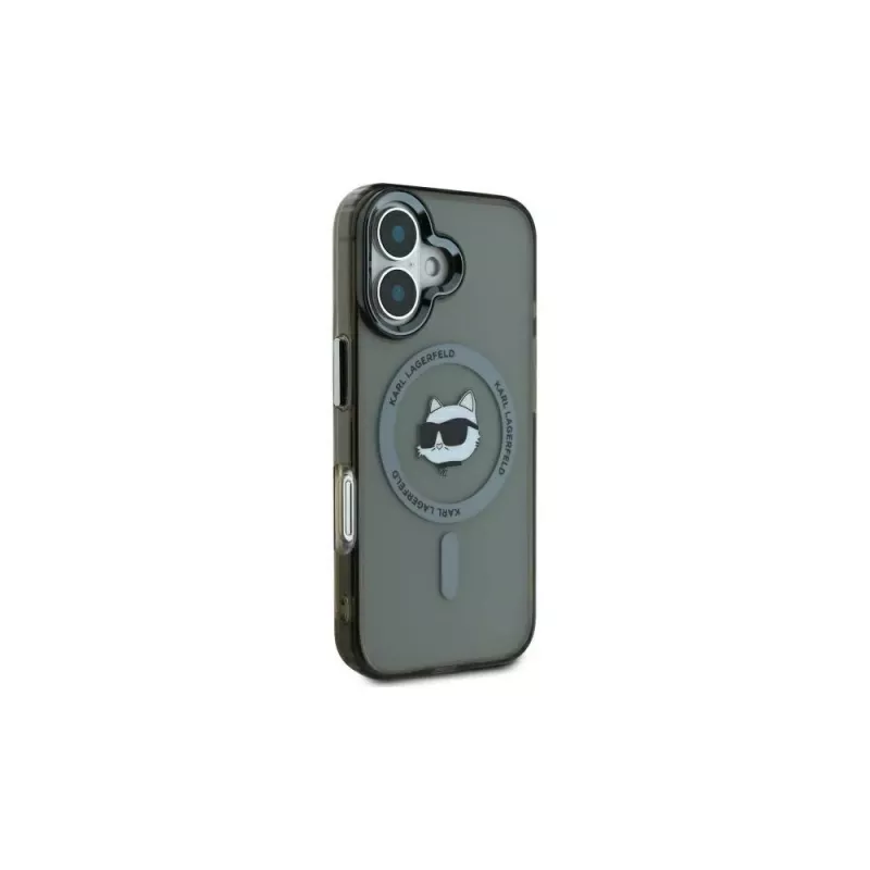 Karl Lagerfeld KLHMP16SHLSCHK iPhone 16 6.1 zwart hardcase IML Metal Choupette Head MagSafe