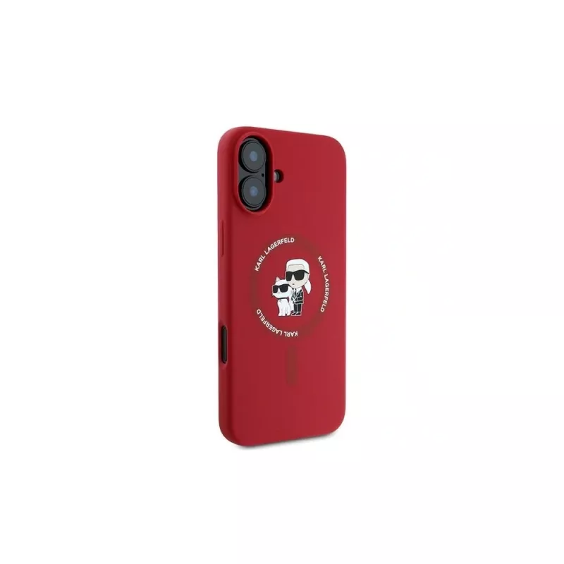 Karl Lagerfeld iPhone 16 Plus 6,7 inch Hardcase siliconen Karl & Choupette ring MagSafe - rood