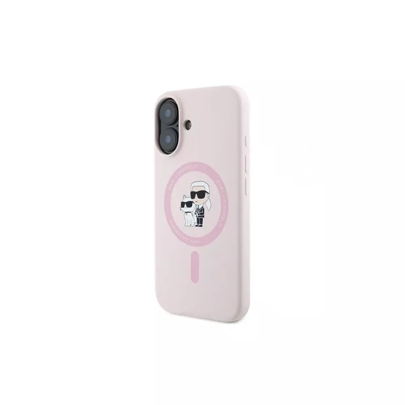 Karl Lagerfeld iPhone 16 Plus 6,7 inch siliconen hardcase met ring en MagSafe - roze