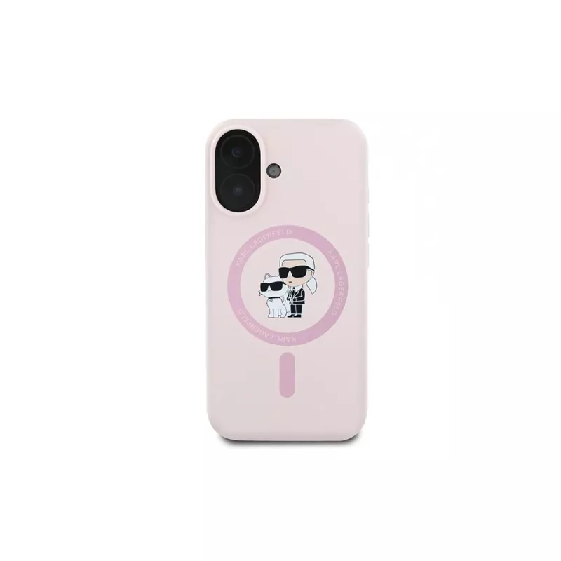 Karl Lagerfeld iPhone 16 Plus 6,7 inch siliconen hardcase met ring en MagSafe - roze