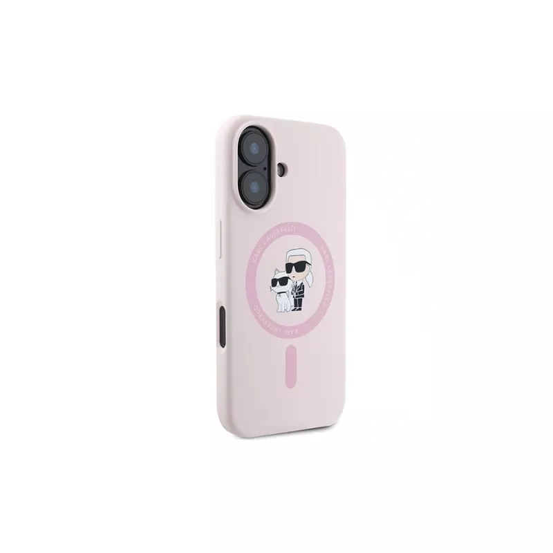 Karl Lagerfeld iPhone 16 Plus 6,7 inch siliconen hardcase met ring en MagSafe - roze