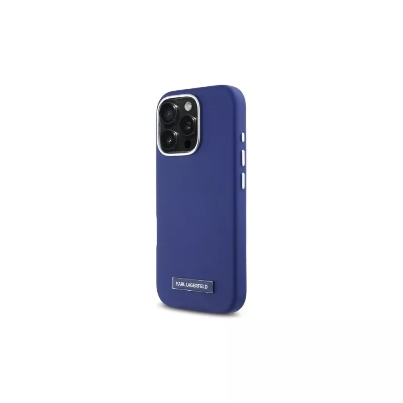 Karl Lagerfeld KLHMP16LPGMSRPB Hardcase metalen plaat MagSafe voor iPhone 16 Pro 6.3 blauw