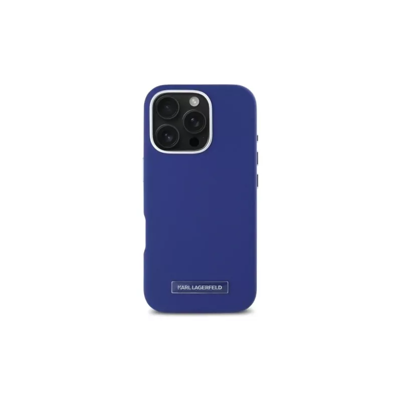 Karl Lagerfeld KLHMP16LPGMSRPB Hardcase metalen plaat MagSafe voor iPhone 16 Pro 6.3 blauw