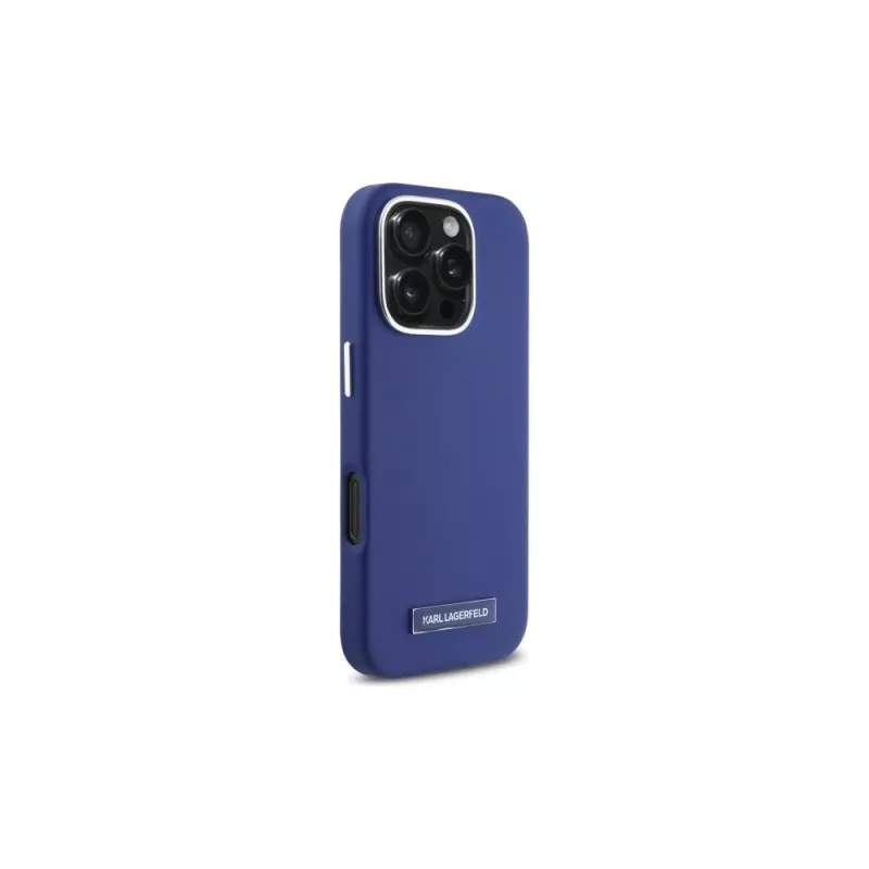 Karl Lagerfeld KLHMP16LPGMSRPB Hardcase metalen plaat MagSafe voor iPhone 16 Pro 6.3 blauw