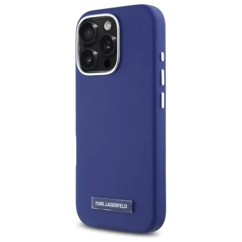 Karl Lagerfeld KLHMP16XPGMSRPB iPhone 16 Pro Max 6.9 blauwe hardcase FW metalen plaat MagSafe