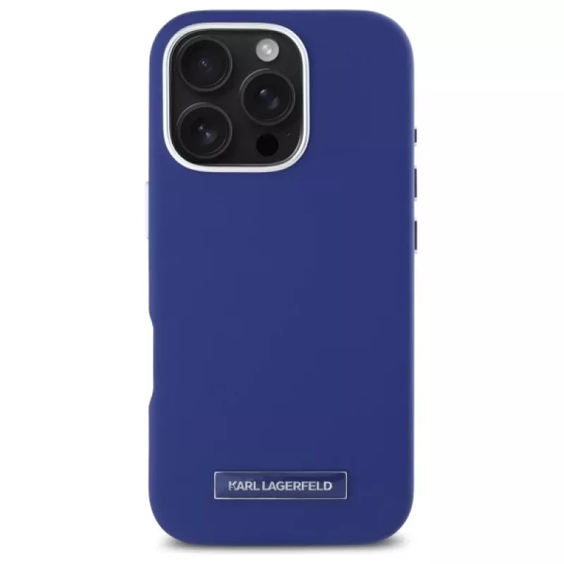 Karl Lagerfeld KLHMP16XPGMSRPB iPhone 16 Pro Max 6.9 blauwe hardcase FW metalen plaat MagSafe
