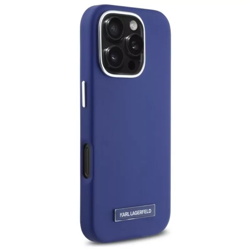 Karl Lagerfeld KLHMP16XPGMSRPB iPhone 16 Pro Max 6.9 blauwe hardcase FW metalen plaat MagSafe