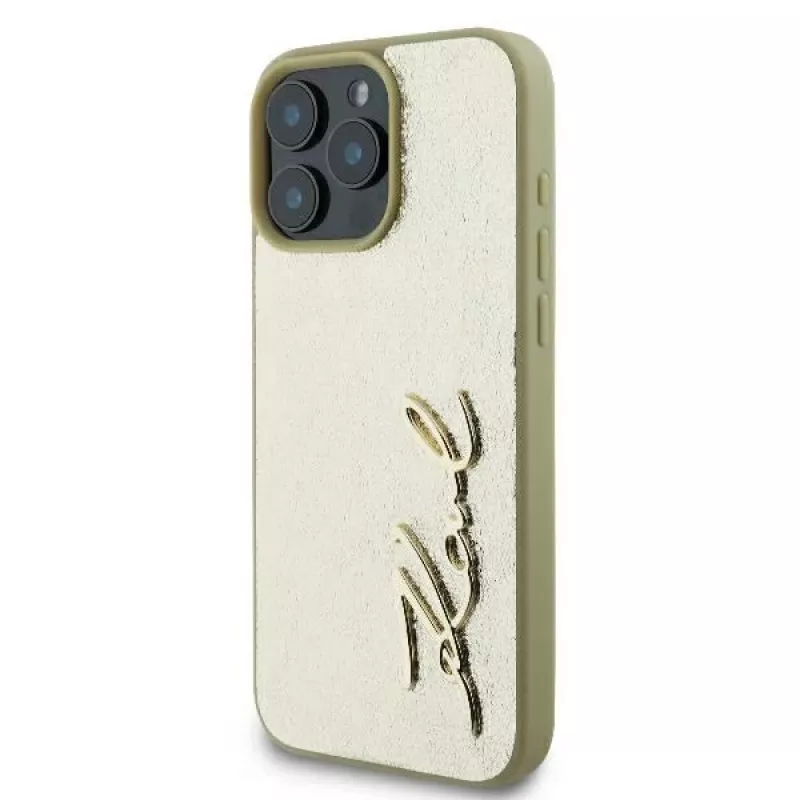 Karl Lagerfeld Metal Signature hardcase voor iPhone 16 Pro 6,3 inch goud