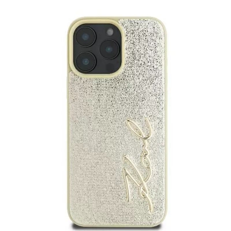 Karl Lagerfeld Metal Signature hardcase voor iPhone 16 Pro 6,3 inch goud