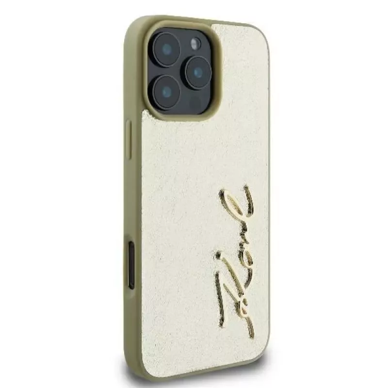 Karl Lagerfeld Metal Signature hardcase voor iPhone 16 Pro 6,3 inch goud