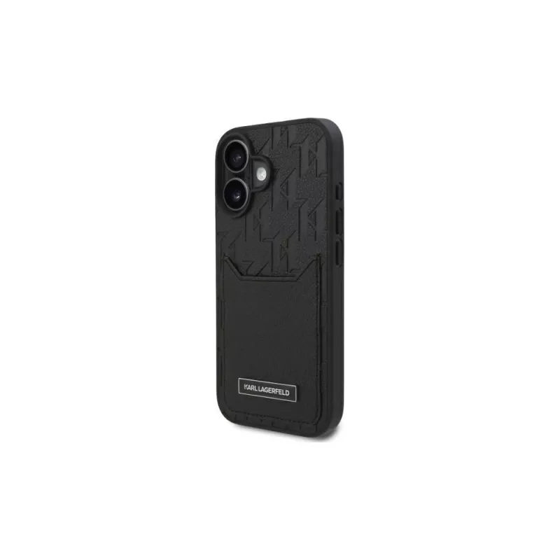 Karl Lagerfeld iPhone 16 6.1 hardcase met kaartvakken Monogram zwart