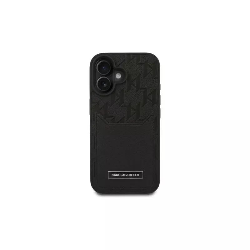 Karl Lagerfeld iPhone 16 6.1 hardcase met kaartvakken Monogram zwart