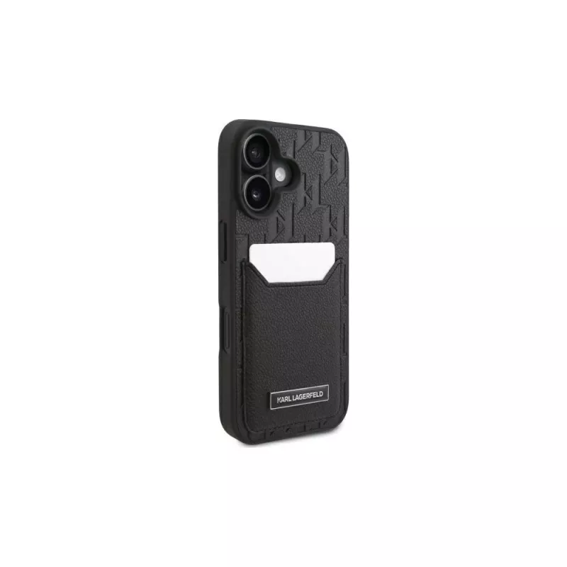 Karl Lagerfeld iPhone 16 6.1 hardcase met kaartvakken Monogram zwart