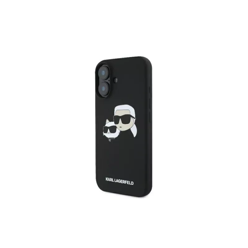Karl Lagerfeld KLHMP16SSKCHPPLK iPhone 16 6.1 zwarte hardcase siliconen Double Heads print MagSafe