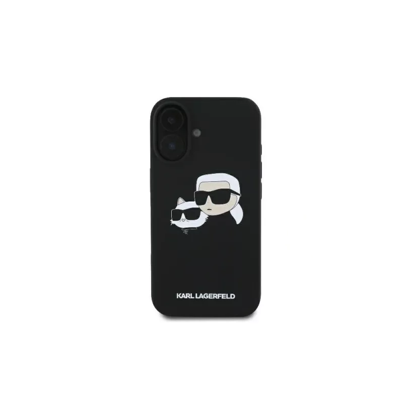Karl Lagerfeld KLHMP16SSKCHPPLK iPhone 16 6.1 zwarte hardcase siliconen Double Heads print MagSafe