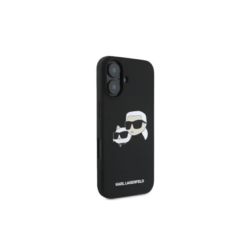 Karl Lagerfeld KLHMP16SSKCHPPLK iPhone 16 6.1 zwarte hardcase siliconen Double Heads print MagSafe