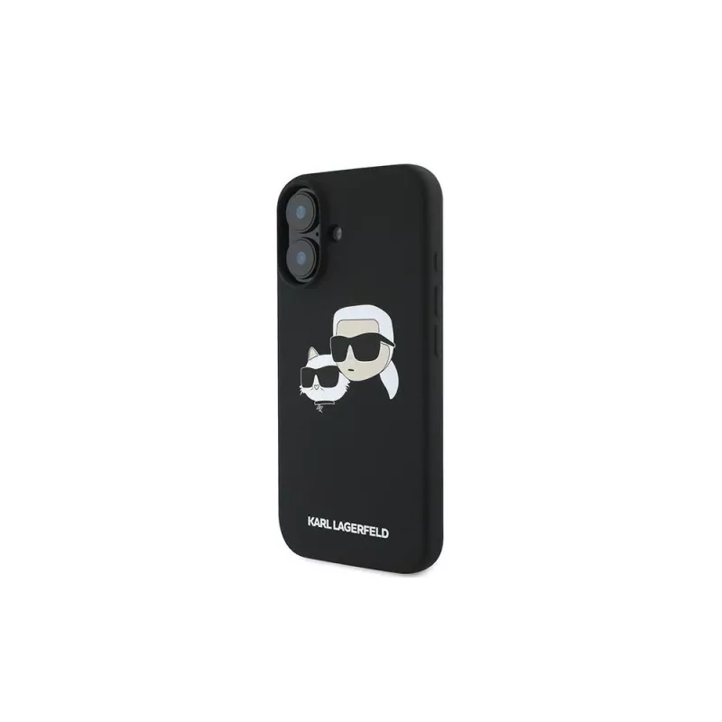 Karl Lagerfeld iPhone 16 Plus 6,7 inch zwarte hardcase siliconen Double Heads Print MagSafe