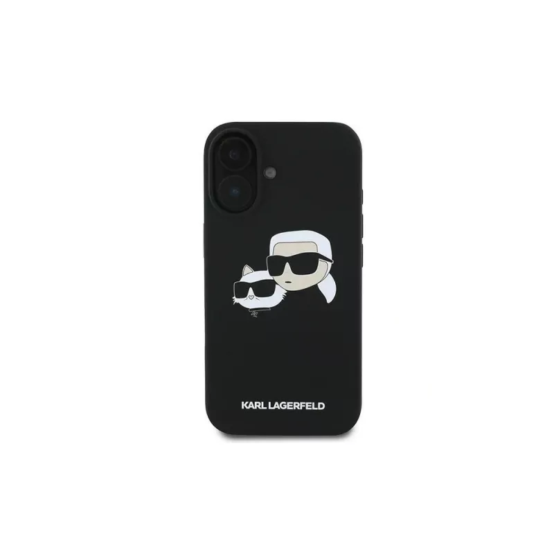 Karl Lagerfeld iPhone 16 Plus 6,7 inch zwarte hardcase siliconen Double Heads Print MagSafe