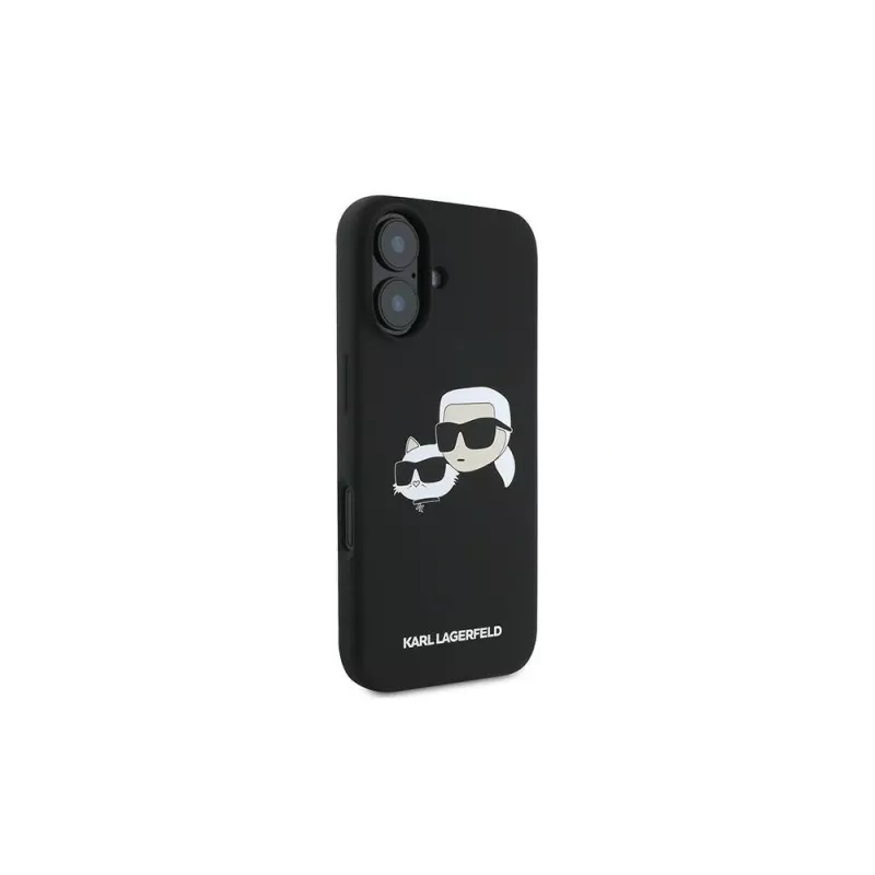 Karl Lagerfeld iPhone 16 Plus 6,7 inch zwarte hardcase siliconen Double Heads Print MagSafe